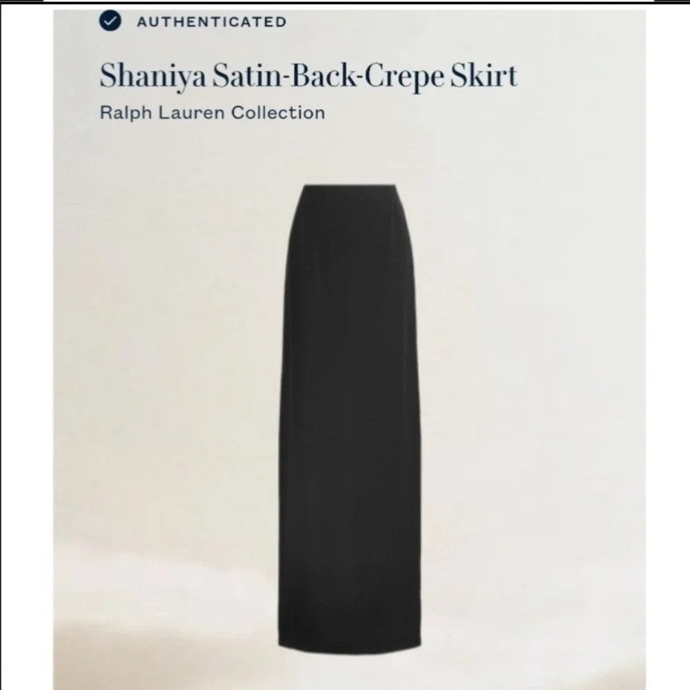 Ralph Lauren Collection Black Shaniya Satin-Back Crepe Maxi Skirt Italy Size 10